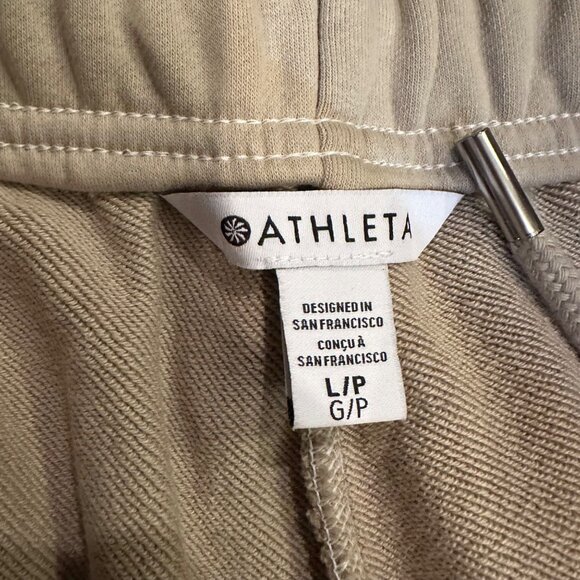 ATHLETA WOMENS TAN WIDE LEG PANTS HEAVY WEIGTH TERRY LARGE NEW - Picture 8 of 10
